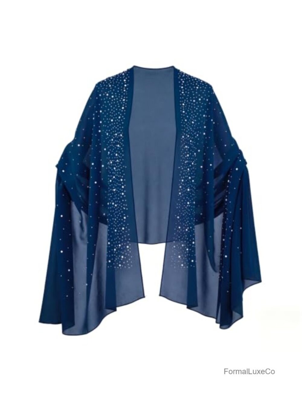 Rhinestone Chiffon Shawl Wrap Lightweight Sparkly Evening Dress Accessory